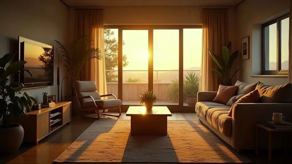 A modern living room with smart home devices