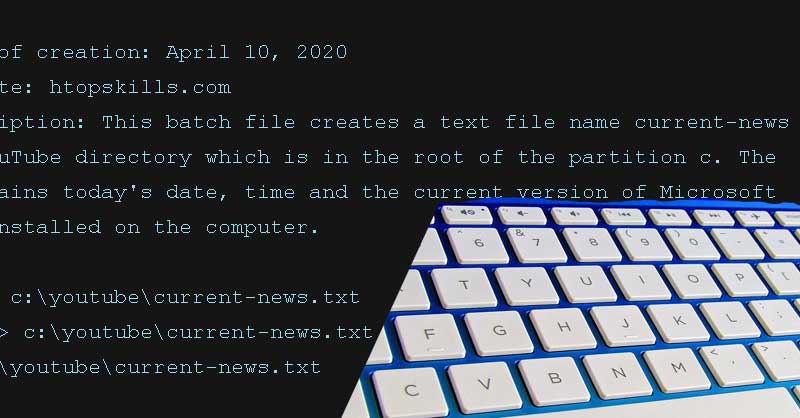 Thumbnail contains a batch file and a computer keyboard