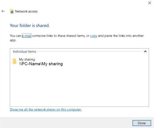 how to create a shared folder windows 10