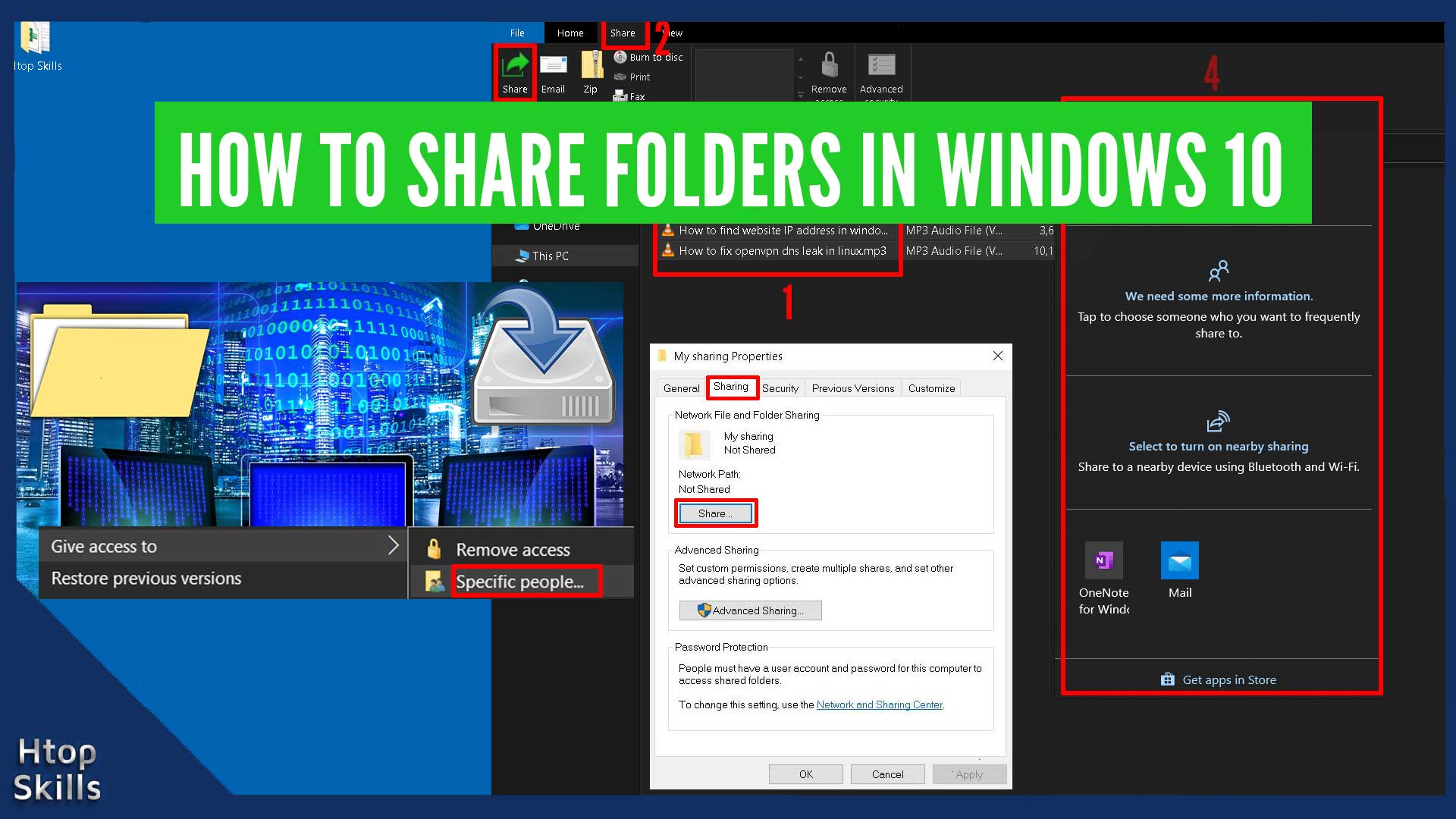 how to create shared folder windows 10