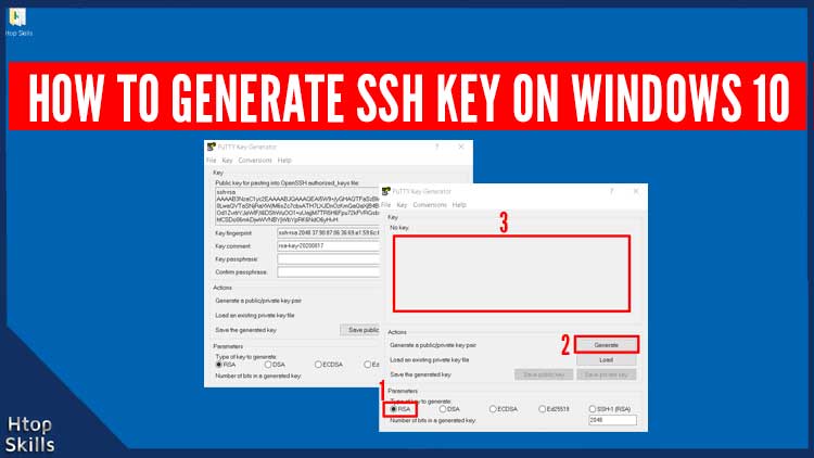 Puttygen application with all the steps to create an ssh key