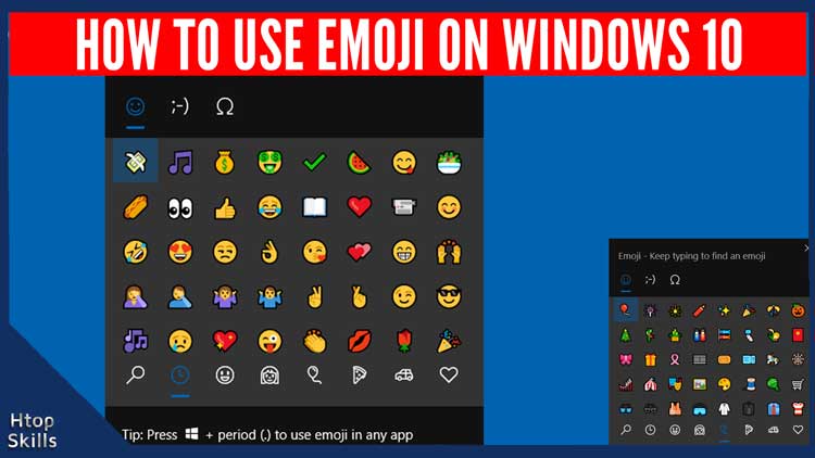 Image contains Windows 10 desktop and emoji window