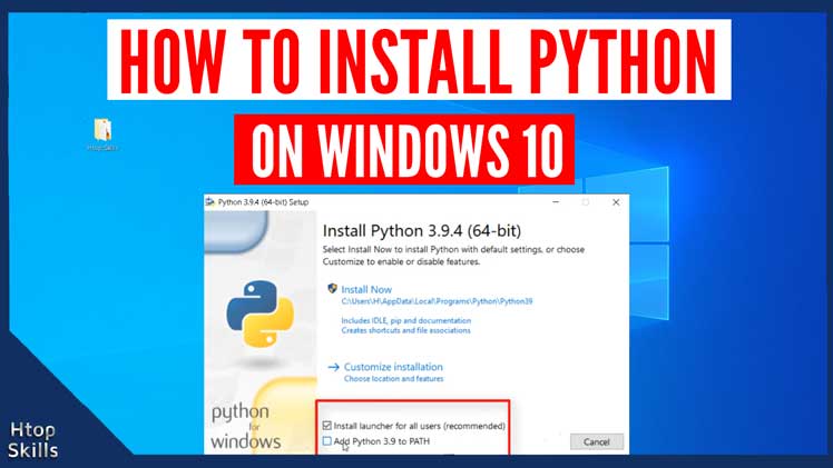 Windows 10 desktop and a Python 3.9.4 installation window