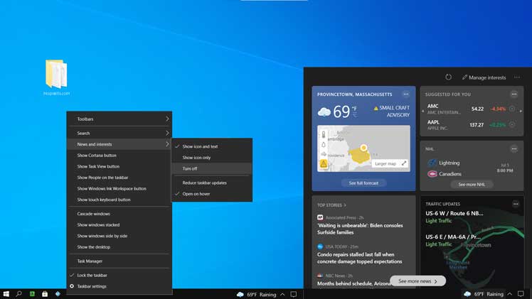 Elimina el tiempo y las parte de la mostrador de tareas de Windows 10